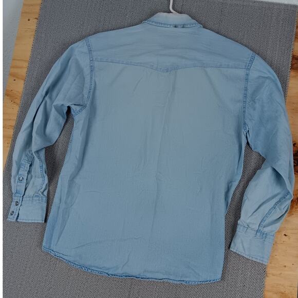 Texas Authentic Dry Goods Vintage Denim Shirt Mens Large Distressed Western - Picture 9 of 15